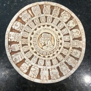 Aztec/Mayan Stone Look Sun Calendar Wall Hanging Decor Wall Plaque Decor 8-1/4"